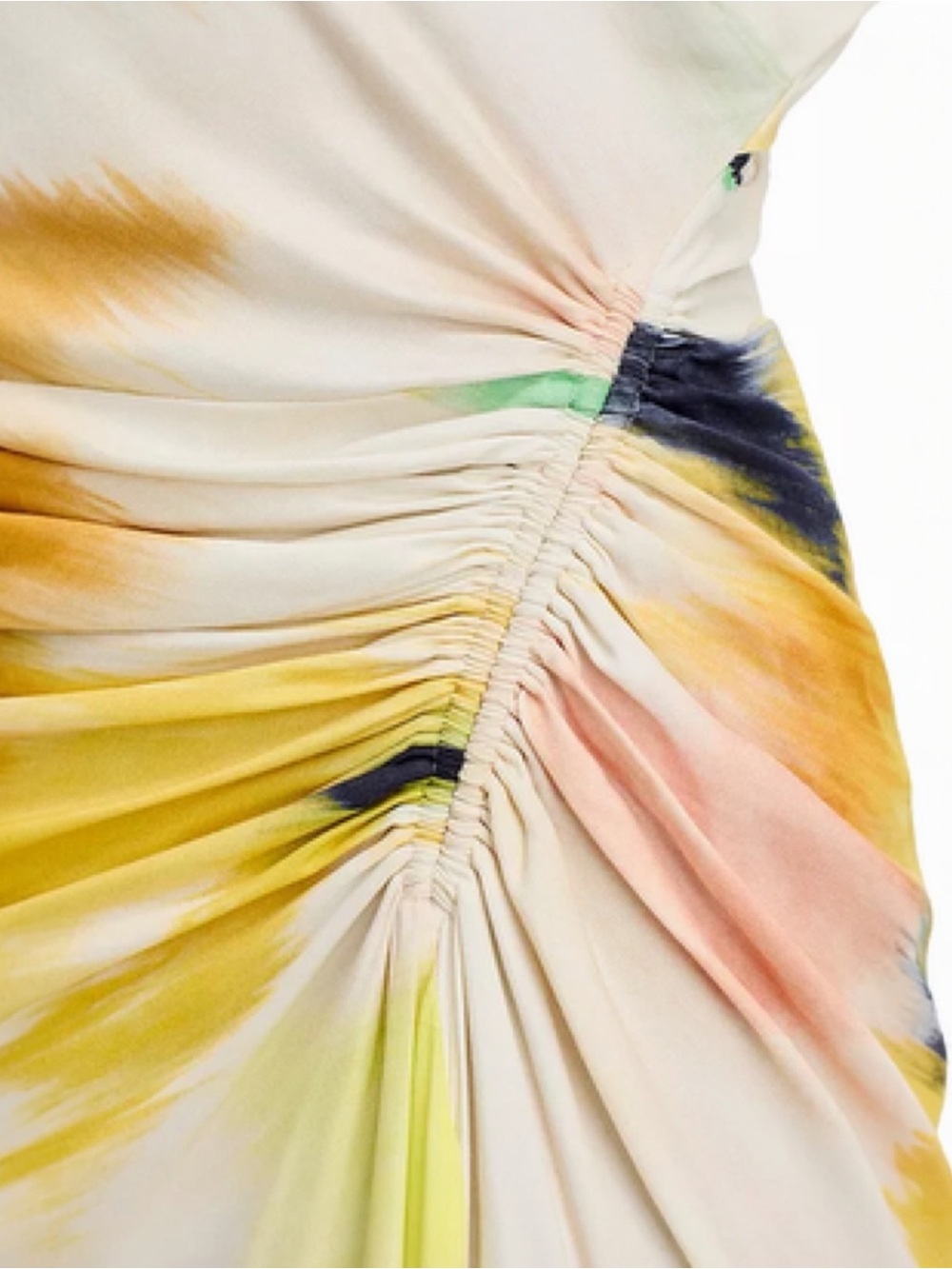 A.L.C. Penny Women’s Yellow Floral Satin Ruched Off-Shoulder Cocktail Maxi Dress - Picture 7 of 13